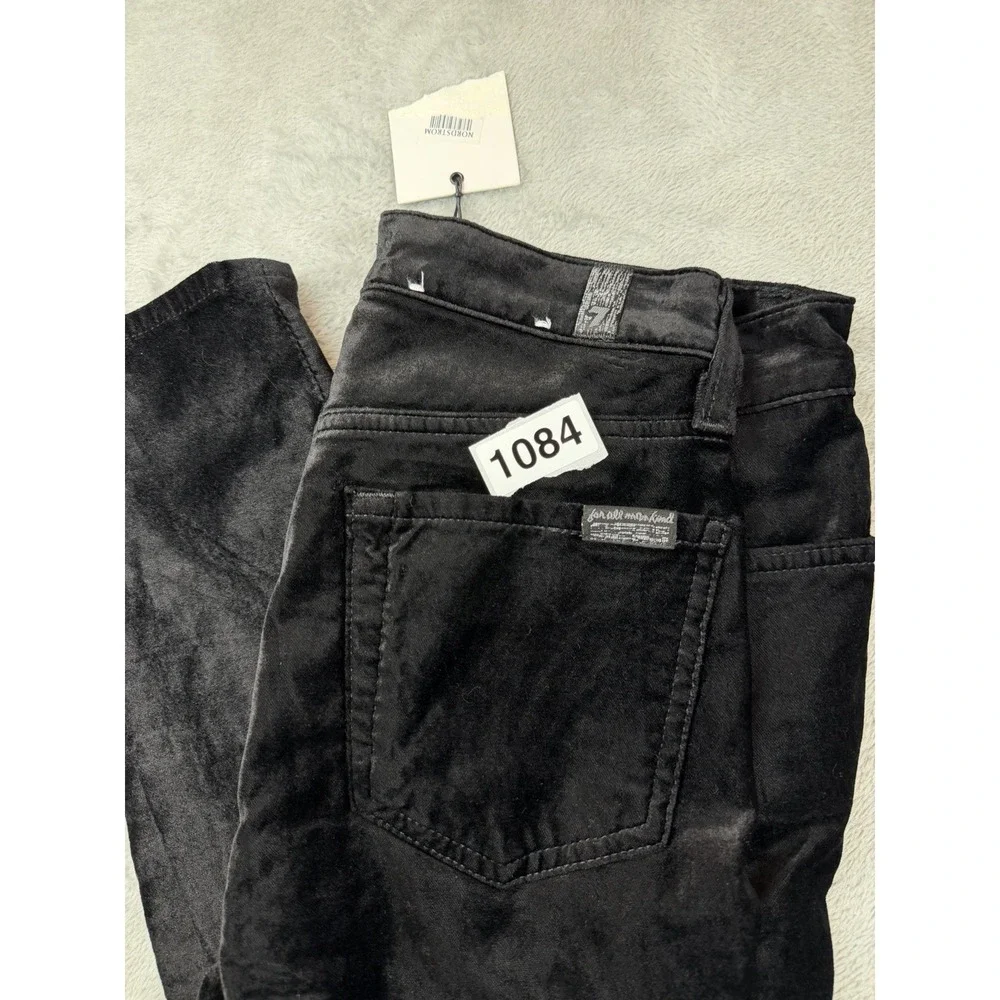 7 For All Mankind Pants Women's Sz 25 The Ankle Skinny Black Velvet Stretch NWT